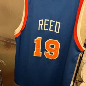 Blue Basketball Jersey with Orange Accents